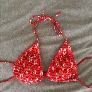 Red Floral Bikini Top